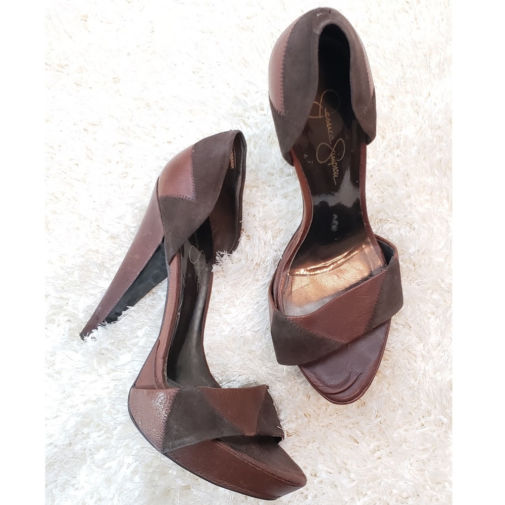 Jessica Simpson | Brown Leather Suede Heel